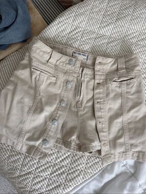 We The Free High-Waist Button-Front Skort in Light Beige